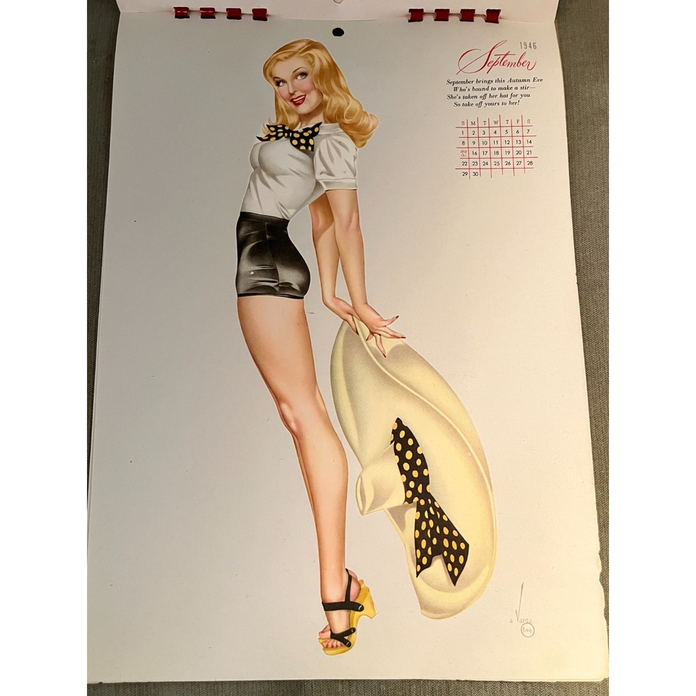 Vintage 1946 Varga Pin Up Girl Calendar 12 Months Esquire Art Phil Stack Art